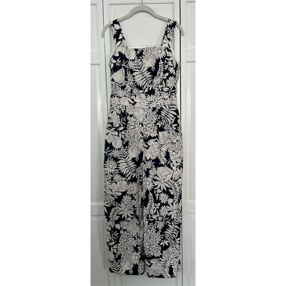 Boden Sleeveless Blue White Floral Linen Blend Amanda Jumpsuit US Size 4 UK 8 - Picture 2 of 12